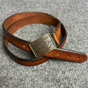 Vintage 1970s Levi Strauss Co harness leather belt 38 brass buckle made USA